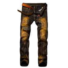 Jeansbroek voor heren, skinny jeans, donkere wassing, knoopsluiting, ritssluiting, lange jeans, trendy jeans met zakken