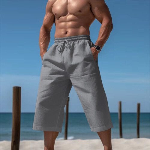Ανδρικό παντελόνι Capri Loose Casual για καλοκαιρινά σορτς παραλίας, κοντό παντελόνι 2