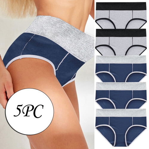 Hiphuggers Damenunterwäsche bei Hip5PC Patchwork Slips Stretch Soft Slips in Kontrastfarbe 1