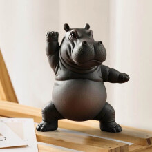 Statuette d'hippopotame en résine, représentant un hippopotame pratiquant le yoga ; figurine animale charmante pour décorer un bureau, une