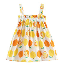 Blomsterkjole til småbørnspiger Sommerkjole med ærmer og stropper til babyprint, citron- og prinsessekjoler til 3-4 år