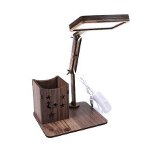 Multifunktionale Schreibtischlampe mit Touch-USB-Stifthalter aus Holz