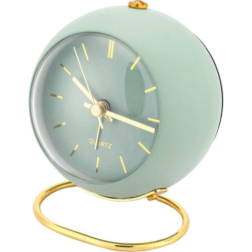 Wecker ohne Ticken, analoger Wecker mit Licht, Wecker, Retro-Wecker (grün).