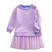 Flickklänningar Barn Baby Enfärgad Tröja Lapptäcke Kjol Mode Söt Klänning Avslappnad Prinsessklänning Storlek 12M-18M