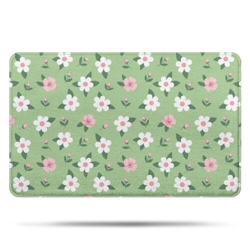 Tapete de banheiro floral em microfibra, 50 x 80 cm (20 x 32 polegadas)