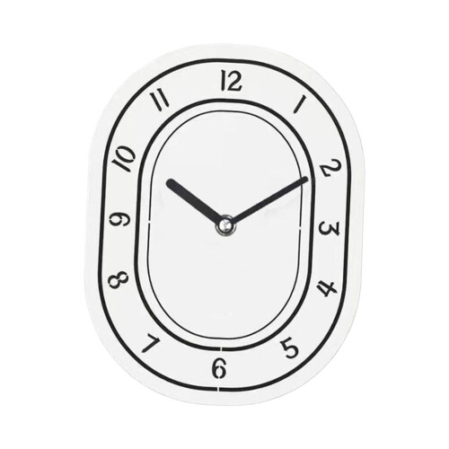 Oval akryl veggklokke stille design 1