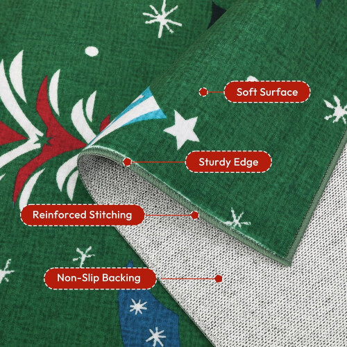 Christmas Tree Area Rug 8x10 Green Washable 2