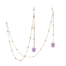 HEVIRGO Glasses Chain Simple Style Reusable Alloy Women Eyeglasses Butterfly Chain Decoration for Female Purple Acrylic, Alloy