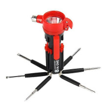 Multifunktionaler Kfz-Sicherheitshammer mit Schraubendreher und Taschenlampe (8-in-1)