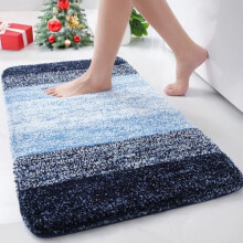Tapete de banho felpudo de microfibra azul 60x40 cm