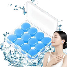 Waterproof Earplugs, Swimming Earplugs, Silicone Earplugs for Sleeping, 12 Pieces, Reusable Swimming Earplugs - Blue Earplugs 1 Unit (Pack o