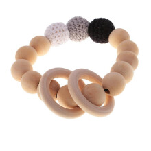 Gehäkeltes Armband mit runden Perlen aus Holz, Beißring, Baby-Greifspielzeug, Stillspielzeug 2