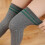 Damen-Overknee-Socken, gestreifte Strickstrümpfe, hohe Strümpfe 4