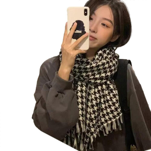 Κλασικό κασκόλ Houndstooth για γυναίκες κορίτσια σάλι δεκαετία του 2000 αξεσουάρ