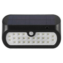 Luminária solar de 26 LEDs com sensor de movimento para jardim, quintal e corredor.