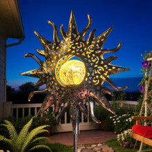 Grote solar tuinlampen met craqueléglas en metalen grondpen – Waterdichte LED-buitenverlichting, geschikt voor tuinen, gazons en terrassen –