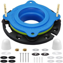 Reparaturset für WC-Flansch mit Flansch und elastischem Wachsring, Gummidichtungs-Austauschset mit Befestigungsmaterial (Muttern, Unterlegscheiben,