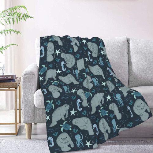 Pătură de flanel cu model Manatee, 152 x 127 cm 1