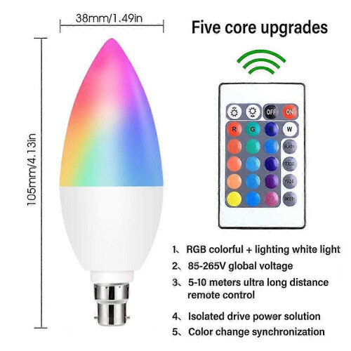 Lâmpada LED RGB com mudança de cor e controle remoto. 2