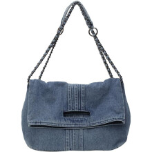 Geantă de mână pentru femei, geantă de umăr din denim, geantă retro crossbody, capacitate mare, geantă tote, curea cu lanț, geantă subraț