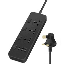 T14 Multifunktionssteckdose mit UK-Stecker (Schwarz)