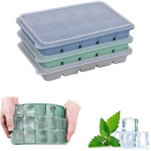 3er-Pack Eiswürfelformen aus Silikon mit auslaufsicheren Deckeln, leicht zu entnehmen, flexibel, geeignet für gekühlte Getränke, Babynahrung