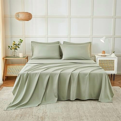 Ensemble de draps gris pour lit King, 6 pièces, microfibre série 1800 1