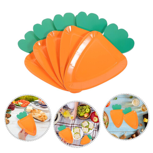 Worgeous24pcs Πιάτα Χάρτινα για Πασχαλινό Πάρτι Πιάτα σε Σχήμα Καρότου για