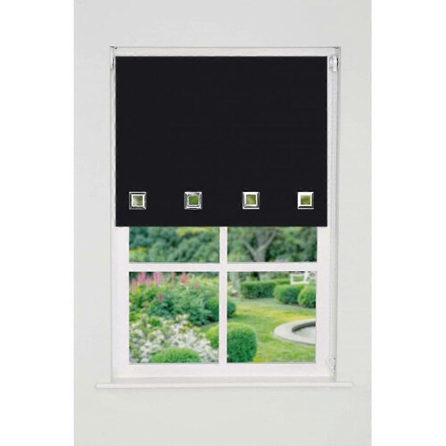 New Edge Blinds Black Square Eyelet Edge Roller Blind (165cm Drop)