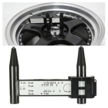 Régua medidora de furação PCD para rodas de carro com 4, 5, 6 e 8 furos.