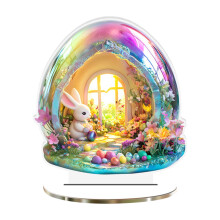 Huevos de conejito de Pascua de acrílico para decoración de escritorio, adorno navideño calado para centro de mesa de oficina en casa, decoración