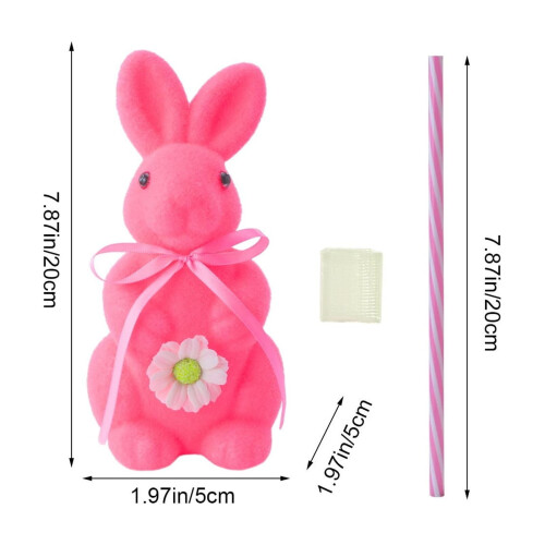 Flocked Easter Rabbit Ornament Pink 7.9 inch 2