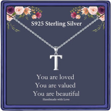 Halskette mit Initialen aus 925er Sterlingsilber für Damen – Zarter personalisierter Schmuck, Geburtstags- und Weihnachtsgeschenk (Kompatibel mit