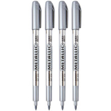 4pcs Metallic Craft Markers (Gold/Silver Ink), Compatible with Artist Illustration, Scrapbooking, Fabric DIY & Photo Album Decor