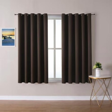 Brownout Curtains 70" W x 63" L, 2-Pc Grommet Thermal Insulated Darkening Curtains for Bedroom/Living Room (Brown)