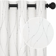 Perdele opace cu motive ondulate, argintii, 96x228 cm, set de 2