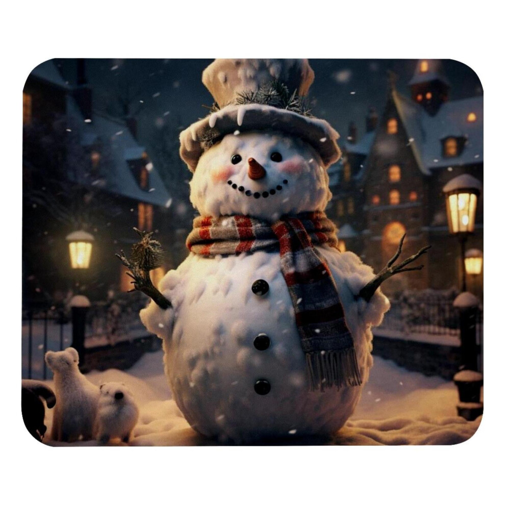 Retro Christmas Snowman Mouse Pad Cloth Rubber Base 9181073020360