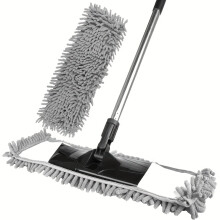 Hochleistungs-Staubmopp mit verlängertem Griff – Nass/Trocken, 2 waschbare Chenille-Pads für Hartholz/Fliesen/Laminat/Marmor, ergonomisch und