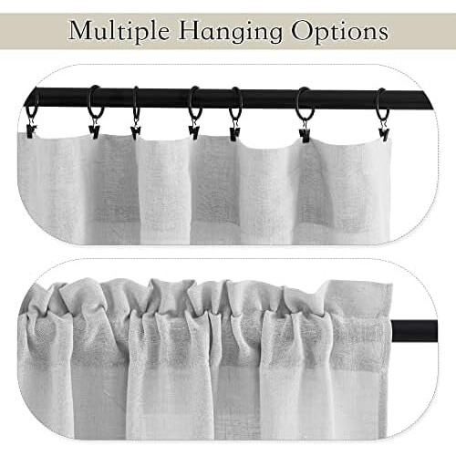 Perdele decorative semitransparente cu textură de in, 36x63 cm 2