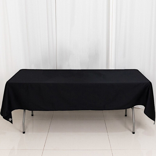 BalsaCircle 180 x 250 εκ. ορθογώνιο βαμβακερό τραπεζομάντιλο γάμου σε μαύρο χρώμα 2