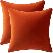 Housses de coussin en velours orange brûlé 45 x 45 cm, lot de 2