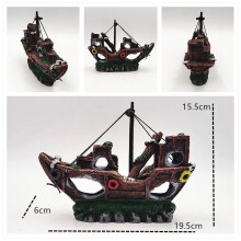 Decoración de acuario, pecera, resina, decoración de naufragio, barco pirata, tesoro, red de pesca, adorno, accesorios, estatua para esconder peces.