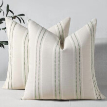 Fodere per cuscini natalizie 20x20, set da 2. Fodere per cuscini in lino testurizzato a righe per divano, letto – Decorazione verde in stile