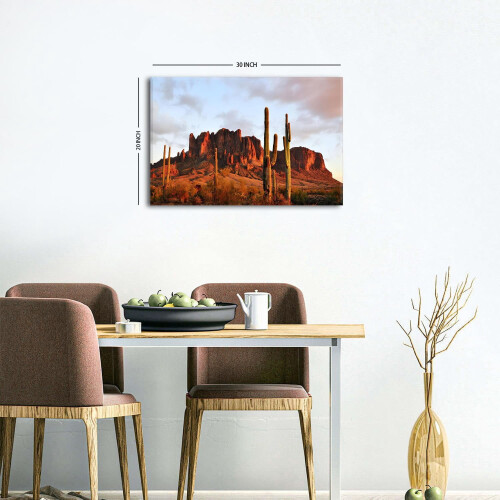 VELVET Superstition Mountain Wall Art – Εκτύπωση σε καμβά με τοπίο ερήμου και ηλιοβασίλεμα, με 1