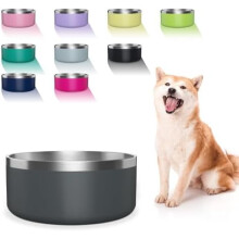 Ciotola per cani in acciaio inox con fondo antiscivolo e silenzioso, facile da pulire e lavabile in lavastoviglie, capacità 1,9 litri (64 oz),