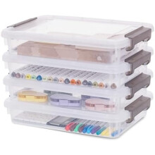 Doorzichtige plastic opbergbakken met organizerbak (4 stuks)
