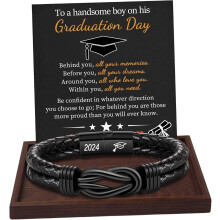 Pulseira masculina de couro trançado marrom com símbolo do infinito (1 peça)