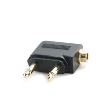 Pozłacany adapter/konwerter słuchawkowy 3,5 mm do słuchawek lotniczych z podwójnym gniazdem audio mono
