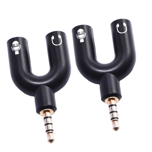 2 PCS Dual Headphone Jack Splitter Cable for Headset Adapter Black 2