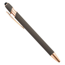 Balpen 2-in-1 Stylus Intrekbare balpen met styluspunt, metalen styluspen voor touchscreen, 1,0 mm zwarte inkt, 1 stuk donkergrijs